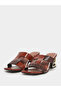 Women Snake Skin Print Mid-Heel Sandals - 2