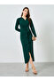 Women Dark Green Ruffled Front Maxi Dress