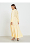 Women Yellow Long Sleeves A-Line Maxi Dress - 5