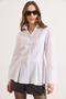 Women's White Hidden Placket Stitching Detailed Peplum Shirt Gml-19001423 - 5