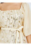 Women Beige Embroidered Ruffled Hem Maxi Dress - 4
