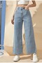 High Waist Ankle Length Loose Leg Jeans - 2