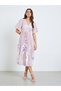 Women Pink Floral Pleated Wrap Midi Dress - 3