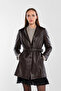 Women's Genuine Leather Brown Leather Coat - 7