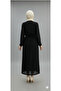 Women's Hijab Lace Lined Straw Belt Dress - 3