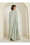 Women Green Embellished Satin Kaftan - 5