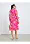 Women Pink Floral Print A-Line Midi Dress - 5