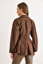 Women's Brown Hidden Placket Stitching Detailed Peplum Shirt Gml-19001423 - 6