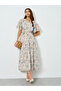 Women Floral Print Bell A-Line Maxi Dress - 3