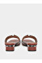 Women Brown Snake Skin Print Block Heel Sandals - 4