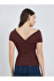 Women Burgundy One-Shoulder Fitted Knit Top - 4