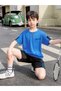 Boys Slogan Print Round Neck T-Shirt and Shorts Set - 2