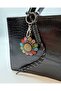 Colorful Stone Flower Figured Bag Charm and Keychain – Bag Charm with Black Rope Strap