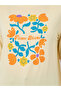 Women Beige Floral Graphic Oversized T-Shirt - 3