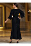 Women Black Rhinestone Embellished Bodycon Maxi Dress - 4