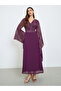 Women Purple Printed Bell Sleeve A-Line Maxi Dress - 3