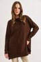 Women's Bitter Brown Boat Neck Slit Washable Knit Sweater Kzk-19000714 - 5