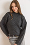 Women's Anthracite High Collar Braided Thick Knitwear Sweater Kzk-19001154 - 4