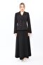 Men's Lapel Collar Buttoned Jacket & Long Flared Skirt Women's Suit - Black - 1196554 - 5