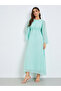Women Green Dobby Fabric A-Line Maxi Dress - 3