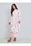Women Pink Floral Print Collared A-Line Maxi Dress