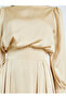 Women Beige Pleated A-Line Maxi Dress - 4