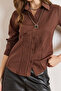Women's Brown Front Darted Slim Fit Woven Shirt GML-19001422 - 6