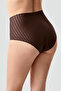 Women's High Waist Seamless Stripe Effect Gathering Bato Panties |   Brown 9211 - 4