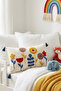 Colorful Flower Garden Patterned Punch Embroidered Rectangular Cushion Cover 35X55 cm - Tasseled Cushion Cover - 3