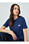 Women Navy Blue Embroidered T-Shirt