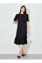 Women Shift Midi Dress with Short Sleeves