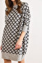 Women's Gray Baklava Pattern Soft Textured Knitwear Tunic Dress Elb-19002531 - 5