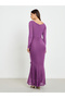 Women Purple Ruffled Detail Maxi Dress - 5