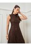 Women Brown Textured Sleeveless Maxi Dress - 3