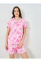 Women Bow Print Buttoned Shirt and Shorts Set