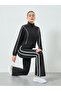 Women Black Contour Piping Full Zip Jacket and and Flared Pants Set