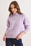 Women's Lilac Turtleneck Soft Textured Knitwear Sweater Kzk-19000892 - 2