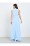 Women Blue Sleeveless Blazer Maxi Dress - 5