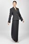 Men's Collared Buttoned Jacket & Women's Long Bell-Sleeve Skirt with Square Pockets - Smoked - 1196537 - 4