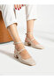Women's Mary Janes Beige Patent Leather Open-Back Square Toe Buckled Short Block Heel Shoes - 2