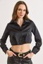 Women's Black Skirt with Pencil Crop Satin Shirt Gml-19001425 - 2