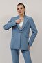 Oversize Single Button Classic Women's Jacket - Sea - 1197100 - 6