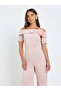 Women Off Shoulder Jumpsuit with Corsage Detail - 2