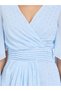 Women Blue Foil Print Cape Sleeve Maxi Dress - 5