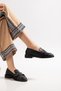Women's Loafer 3 Buckle Black Casual Shoes - 3