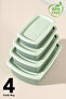 8-Piece Set of Striped Rectangular Storage Containers - Microwave Safe Food Containers 1.25L 0.75L 0.5L 0.25L Green - 3