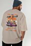 Araba Club Series 34 Back Printed Beige Oversize T-Shirt 100% Cotton Men Women - 7