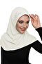 Tactical Stone Handcrafted Bead Embroidered Cream Ready-made Turban Hijab Bonnet Prayer Cover - 5