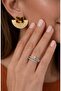 Elegant Spiral Stone Detailed Steel Ring - Adjustable - 2