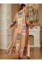 Women Embellished Faux Pearl Notch Neck Jalabiya - 4